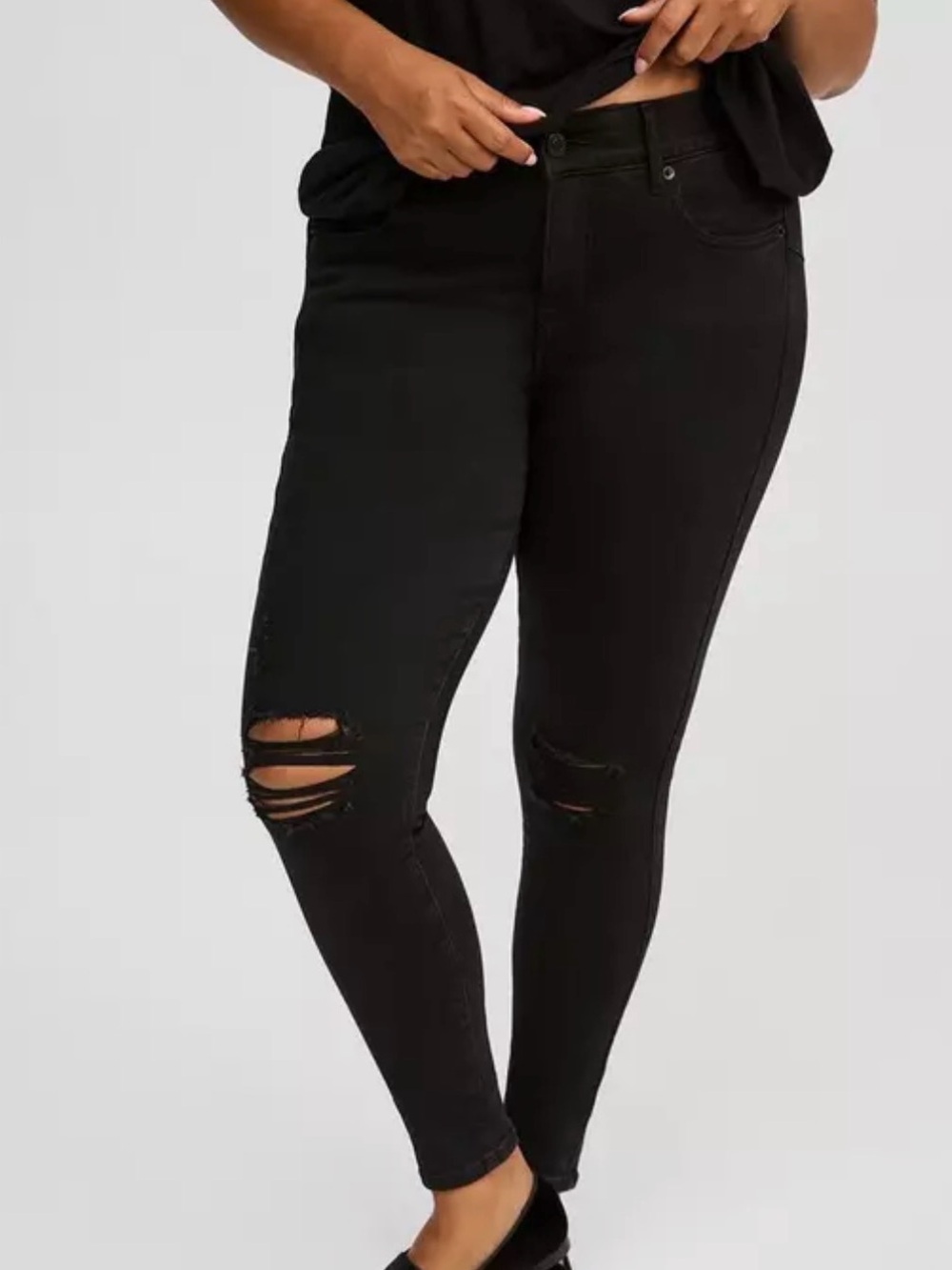 Torrid 14S Bombshell Premium Stretch Skinny Jean - Distressed Black